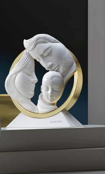 Sacra Famiglia Bianca Con Cerchio Oro Fantin